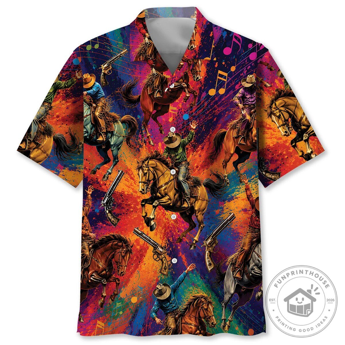 Colorful Cowboy Vintage Art Western Rodeo Hawaiian Shirt