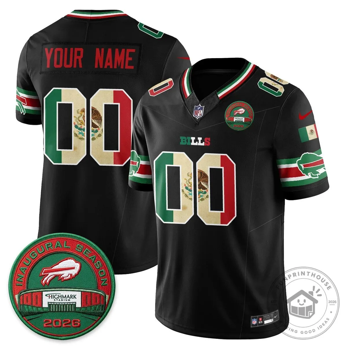 Buffalo Bills Mexico Edition Vapor Custom Football Jersey Inaugural Season