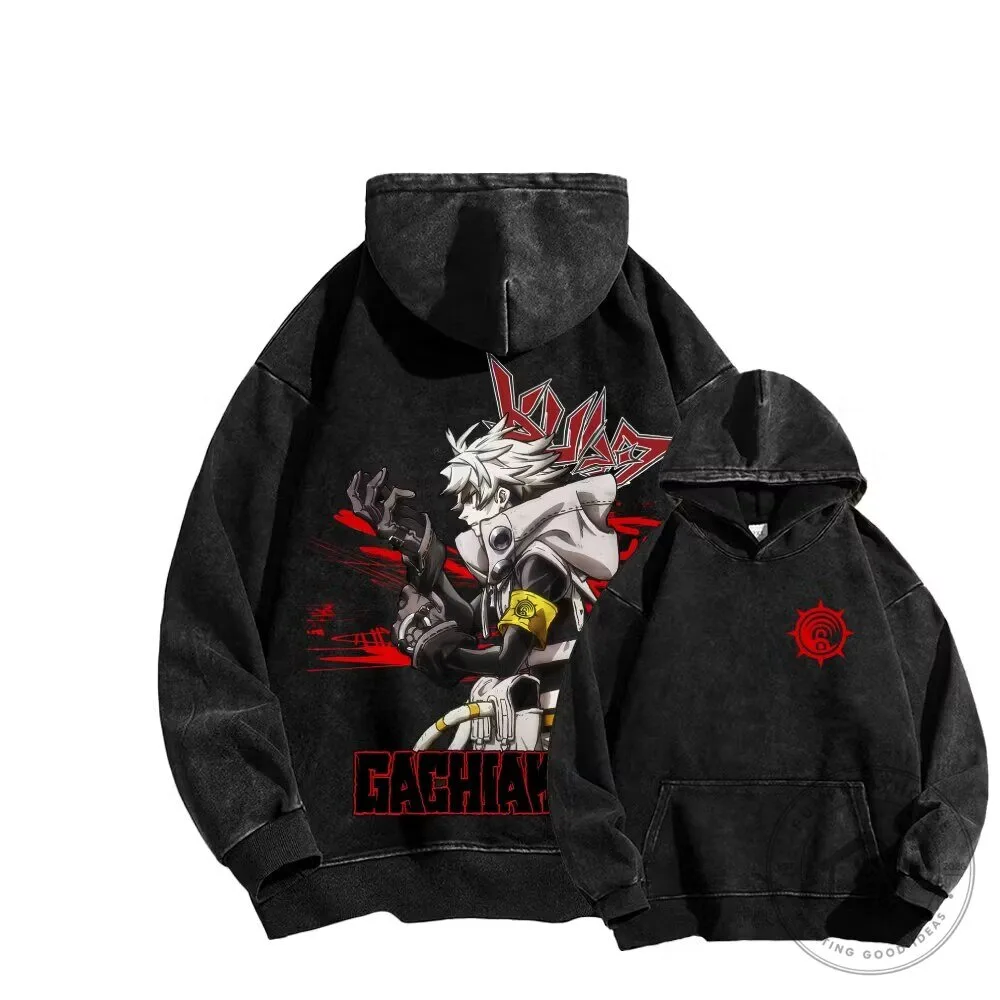Gachiakuta Anime Manga Series Washed Black Unisex Hoodie