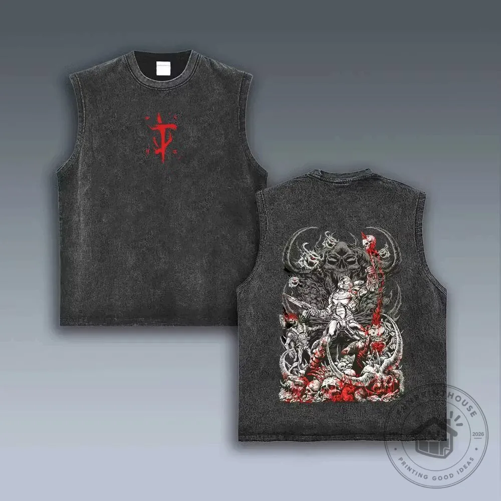 Doom Slayer Demon Skull Vintage Washed Tank Top