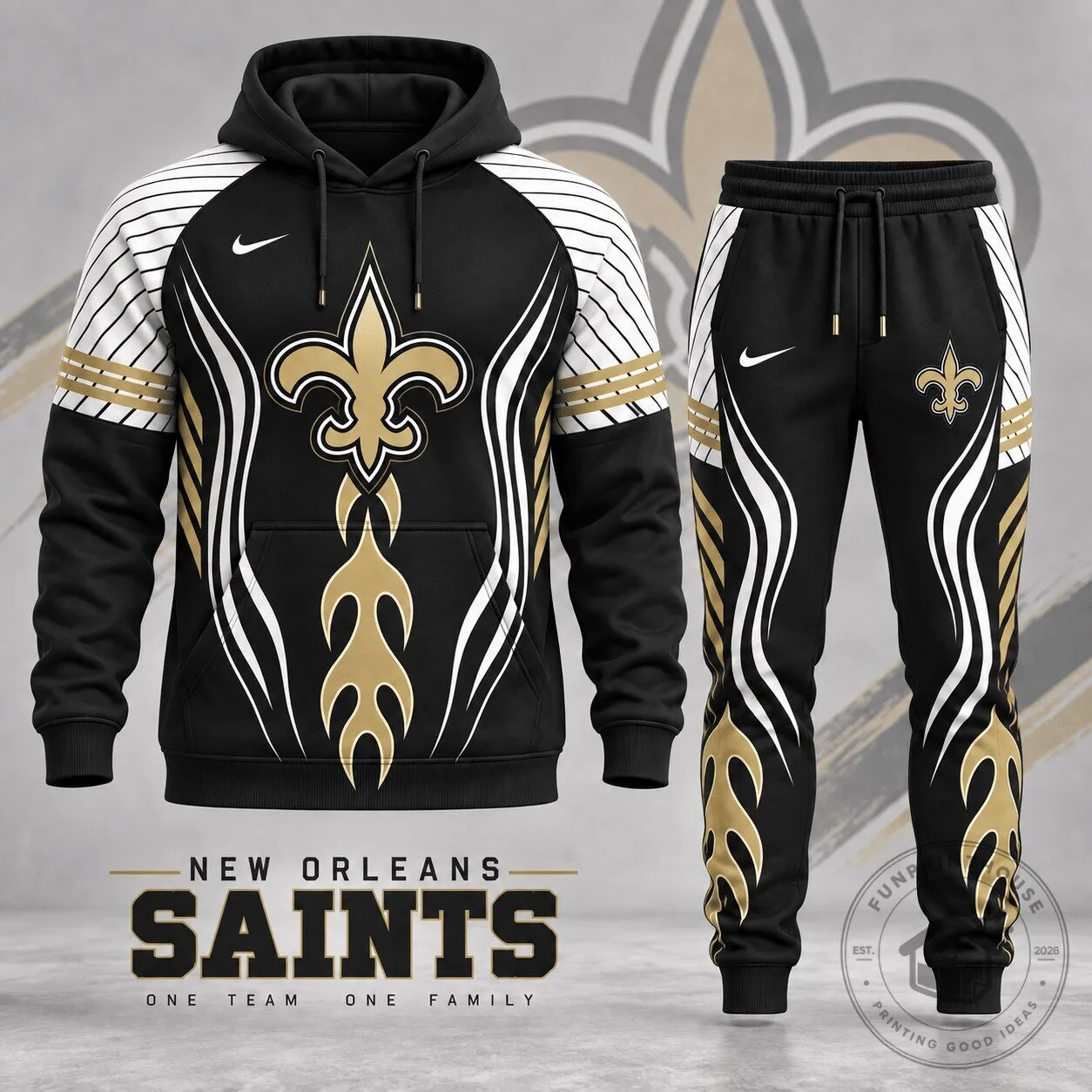 New Orleans Saints National Football League Team Logo Black Hoodie and Jogger Pants