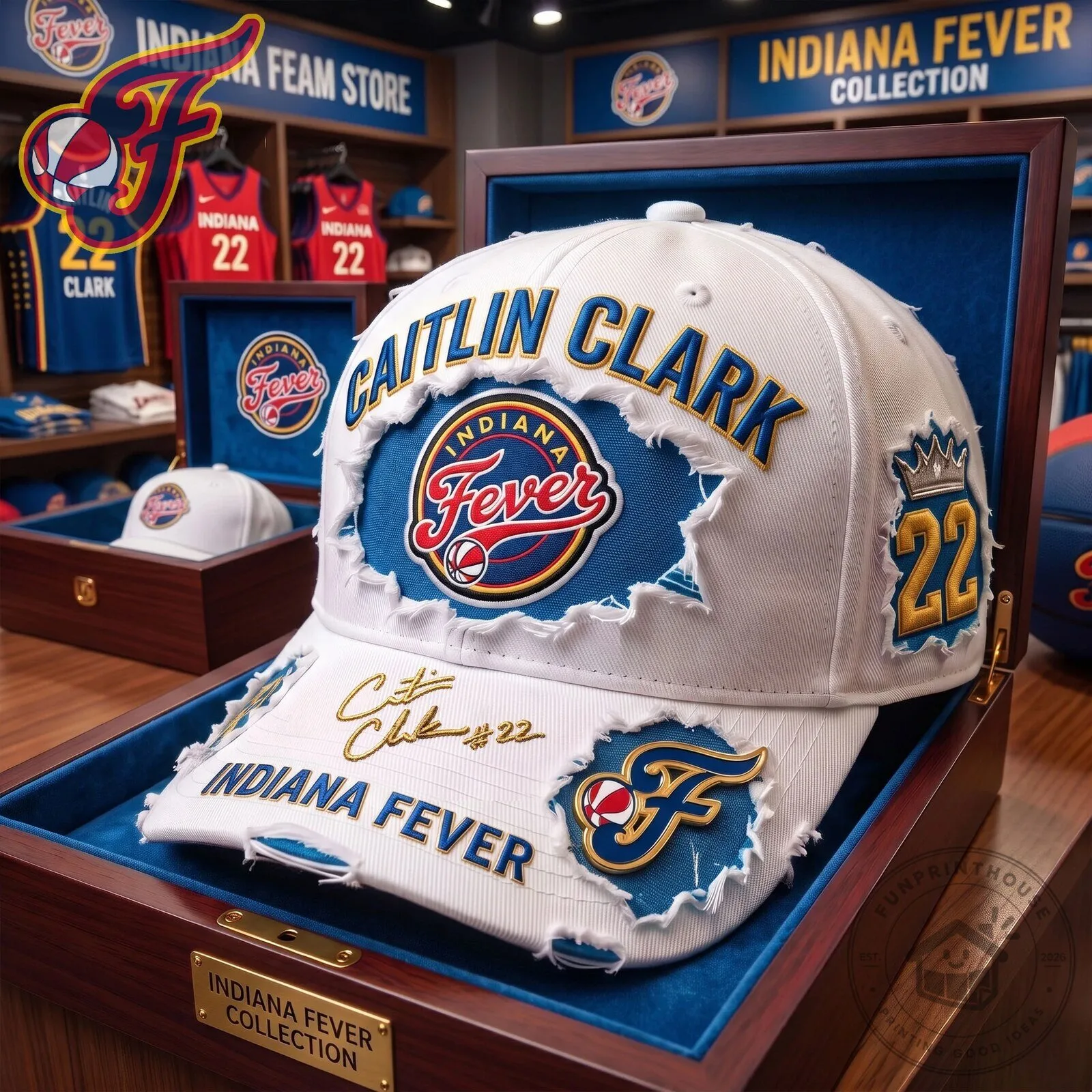 Caitlin Clark Indiana Fever Distressed White Baseball Cap Hat