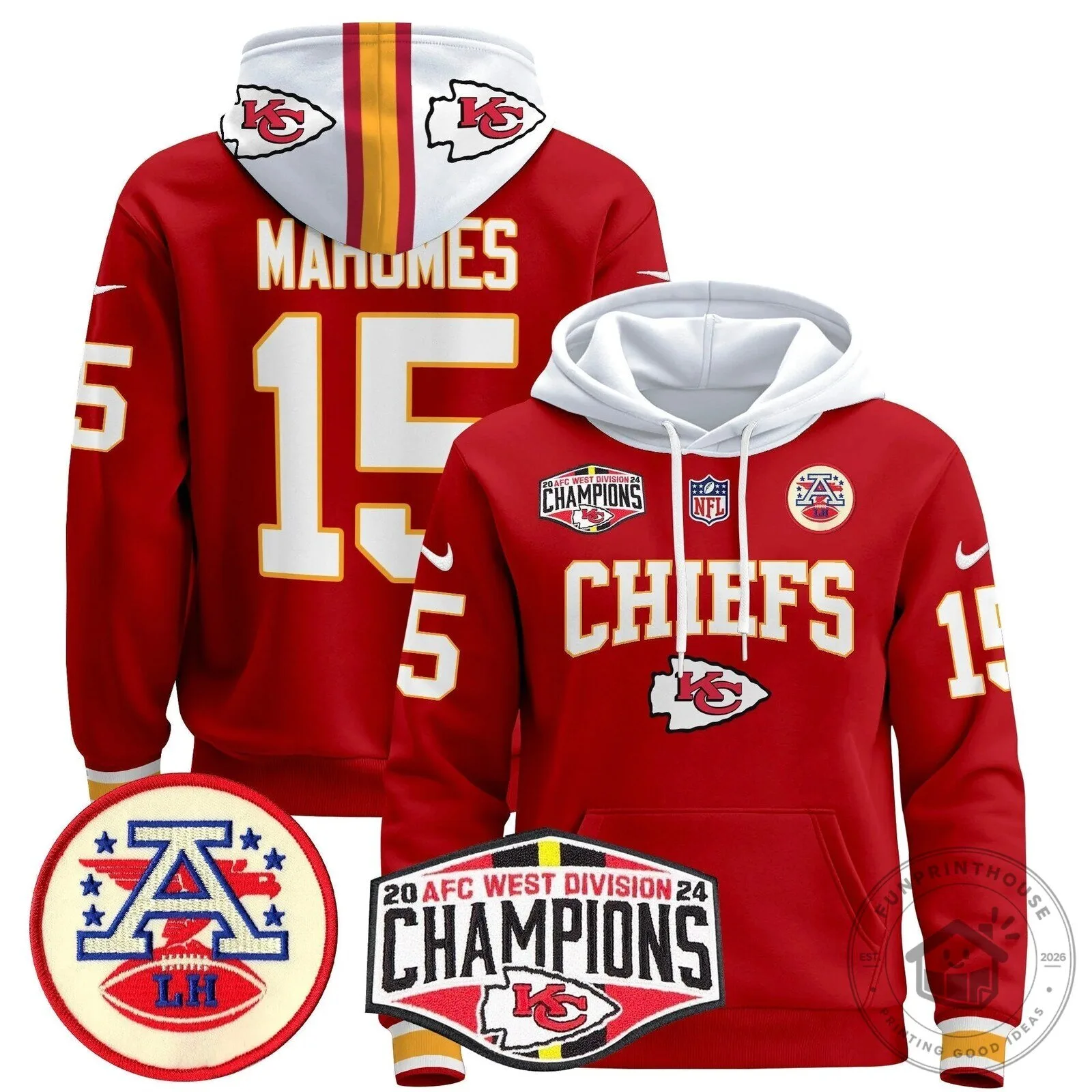 Kansas City Chiefs 2024 AFC West Division Champions Pullover Hoodie