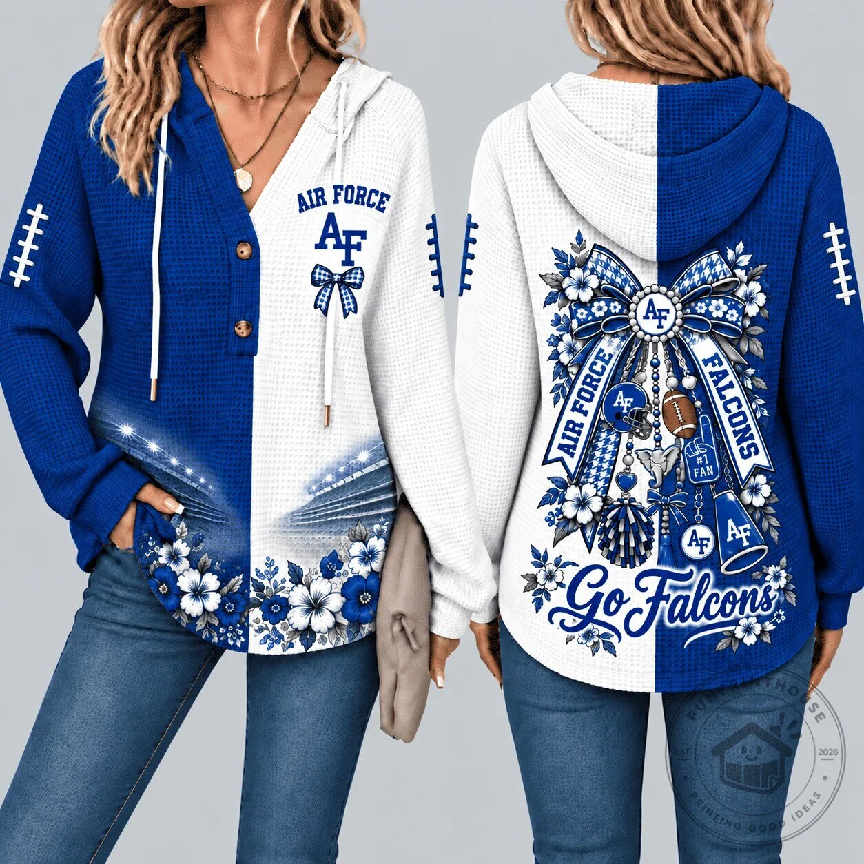 Air Force Falcons Football Fan Waffle Knit Hoodie