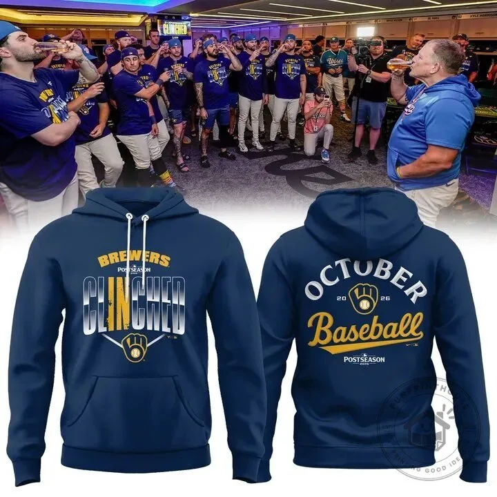 Milwaukee Brewers 2026 Postseason Clinched October Baseball Blue Hoodie