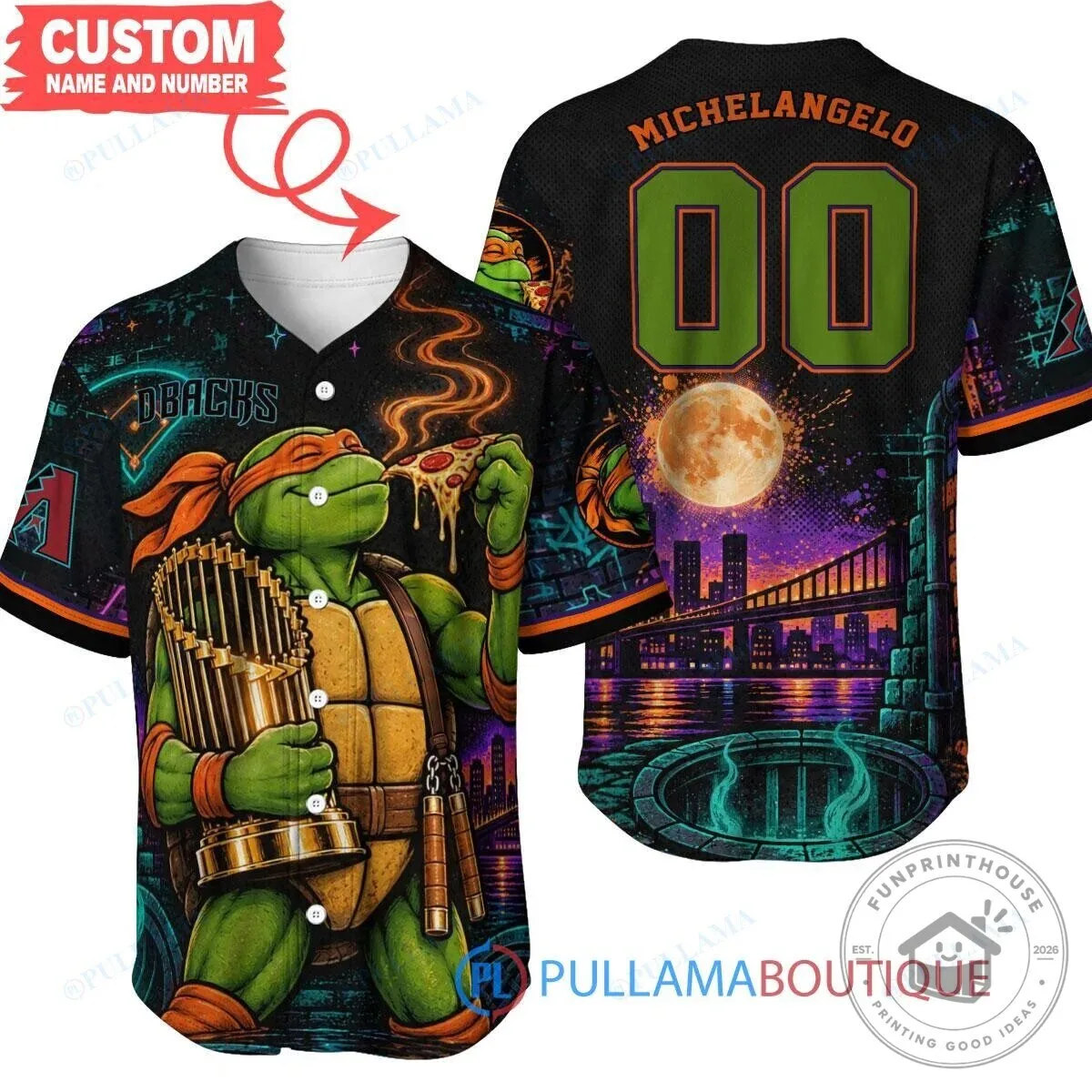 Arizona Diamondbacks Teenage Mutant Ninja Turtles Michelangelo Baseball Jersey