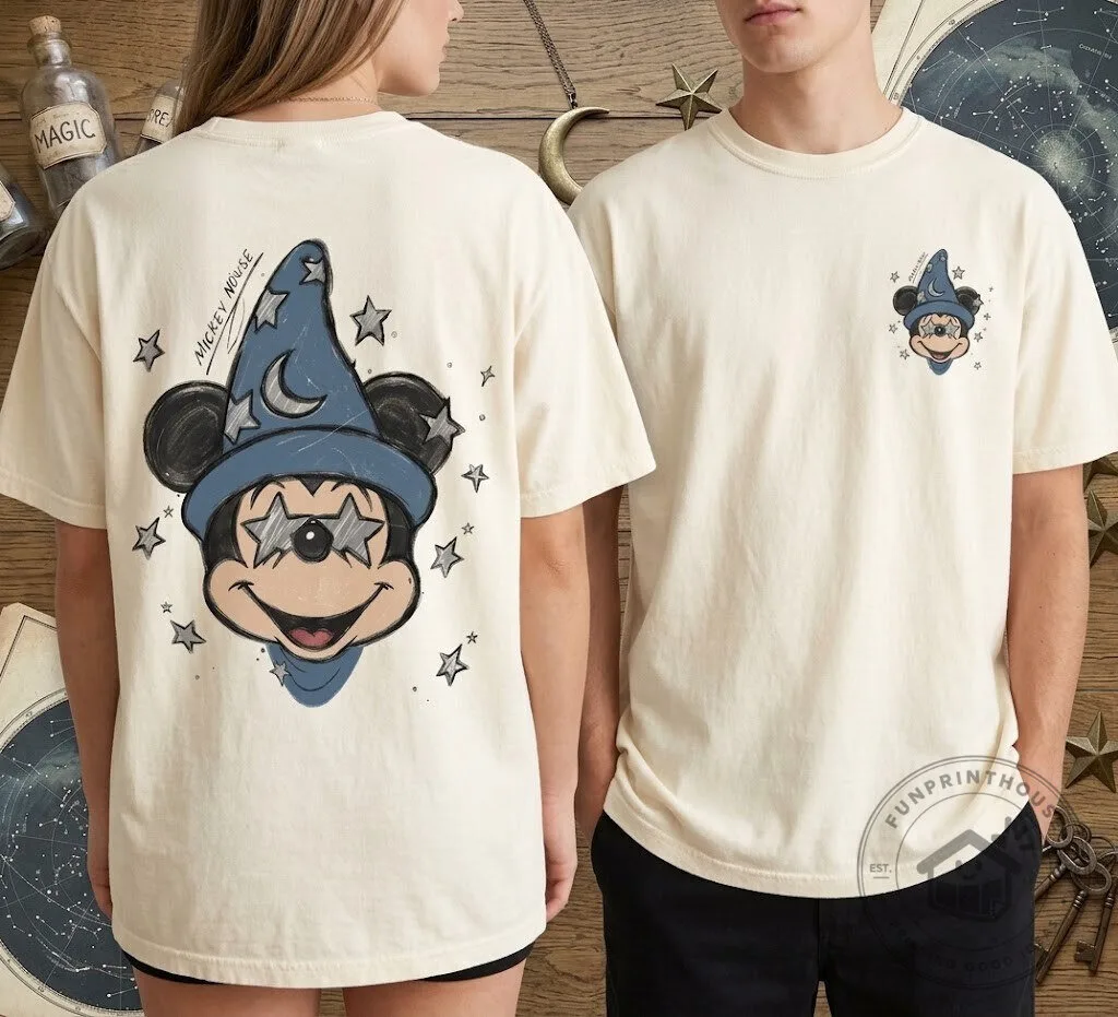 Mickey Mouse Sorcerer Fantasia Starry Night Disney T-Shirt