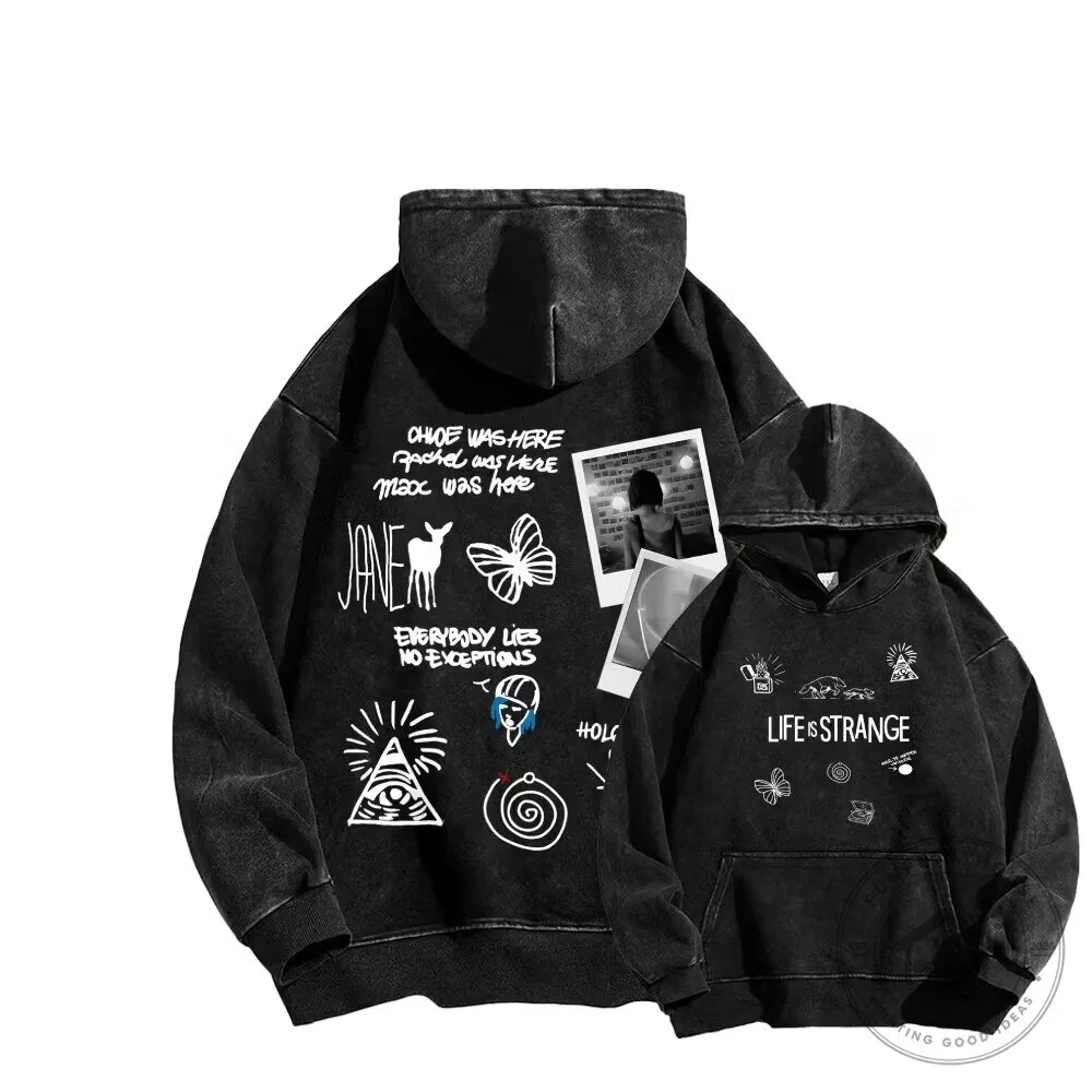 Life Is Strange Chloe Was Here Black Washed Hoodie