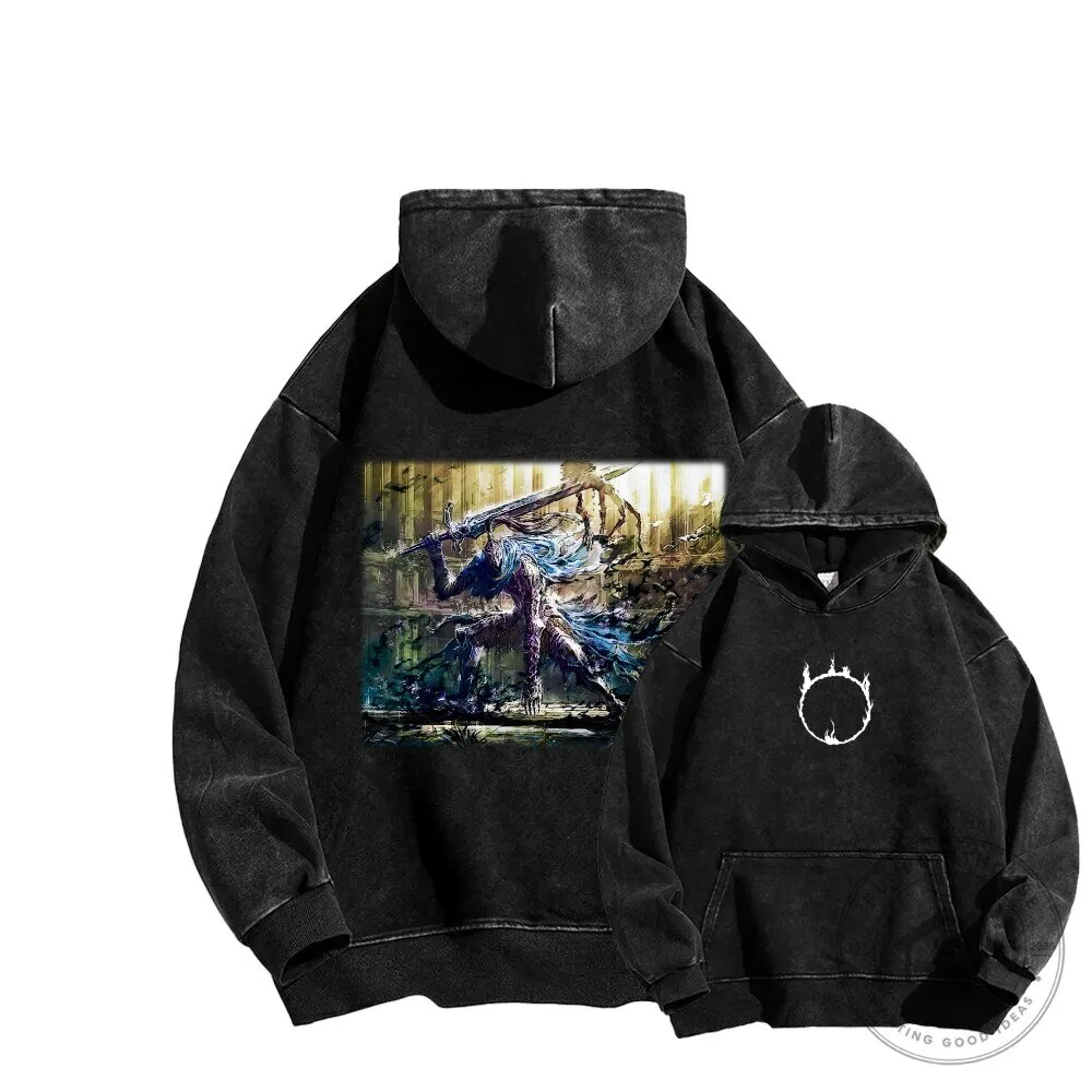 Dark Souls Video Game Washed Black Unisex Hoodie