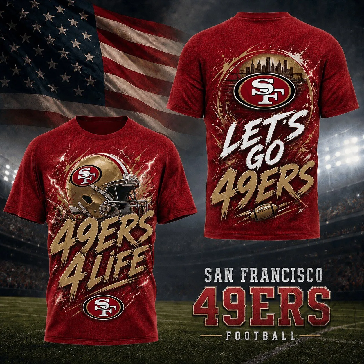 San Francisco 49ers Fan Shirt For Life NFL Football Team T-Shirt