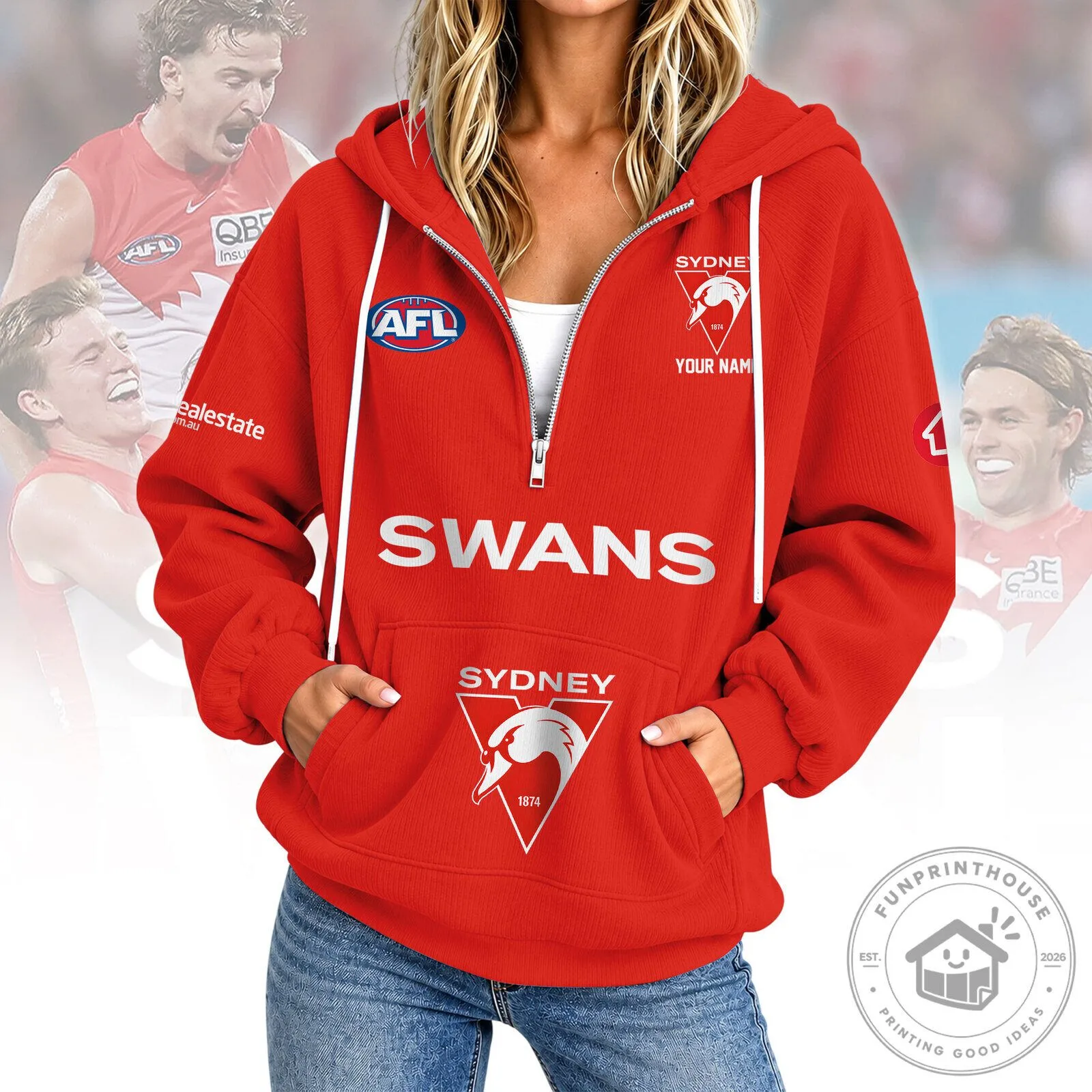 Sydney Swans Australian Football League Quarter Zip Hoodie