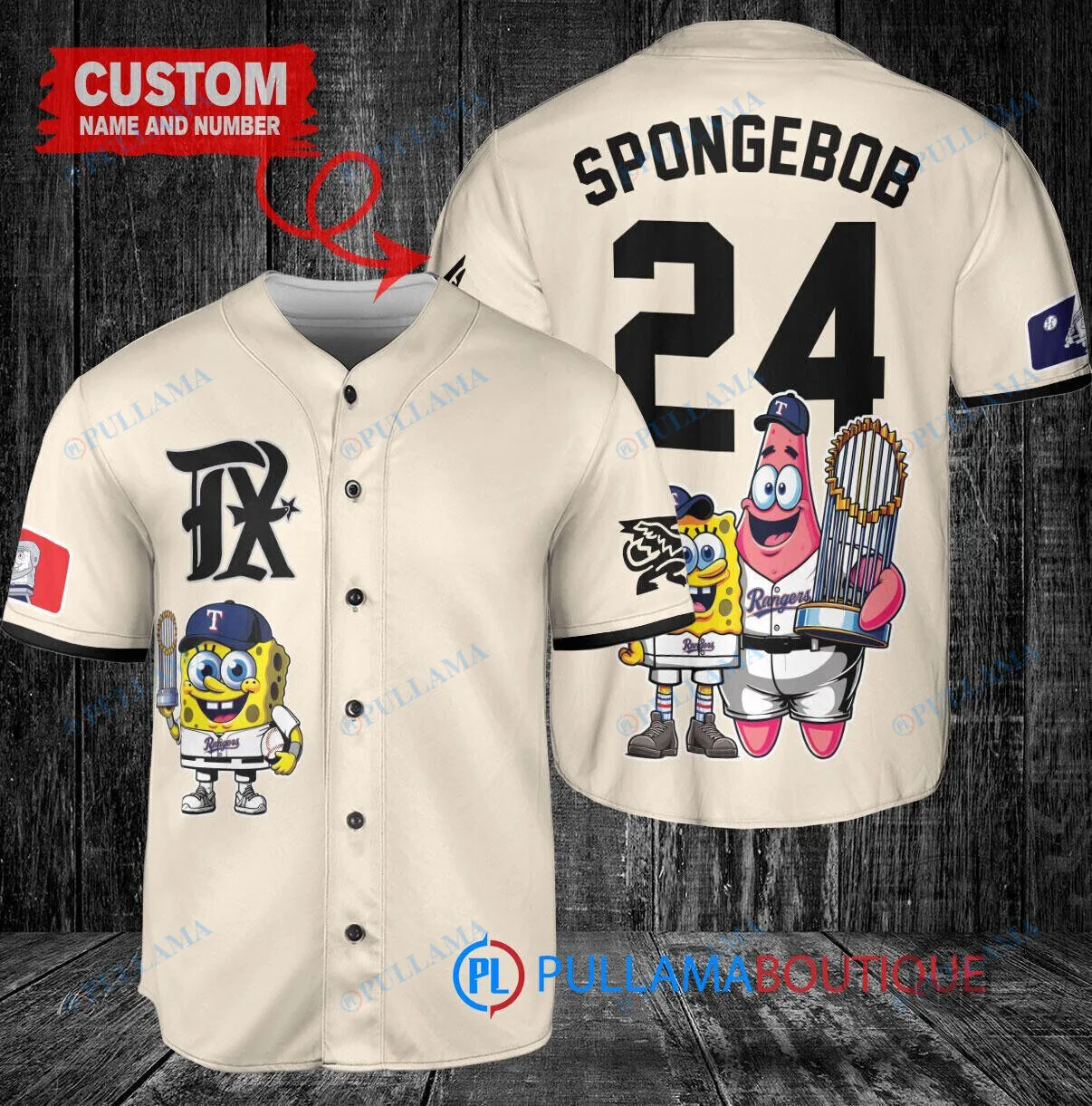 Texas Rangers Baseball Spongebob Squarepants World Series Champions Baseball Jersey