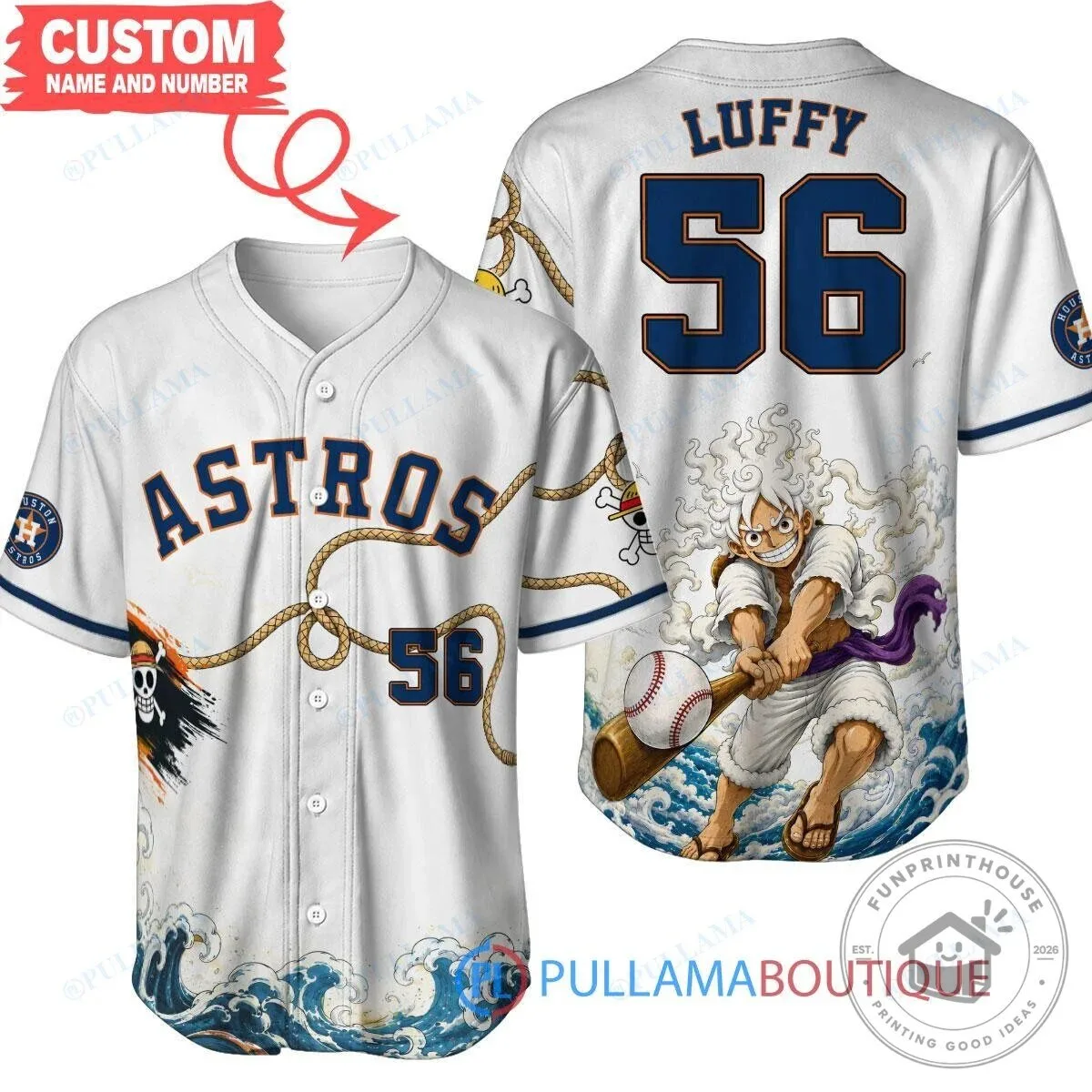 Houston Astros Baseball Luffy Gear Fifth Custom Jersey
