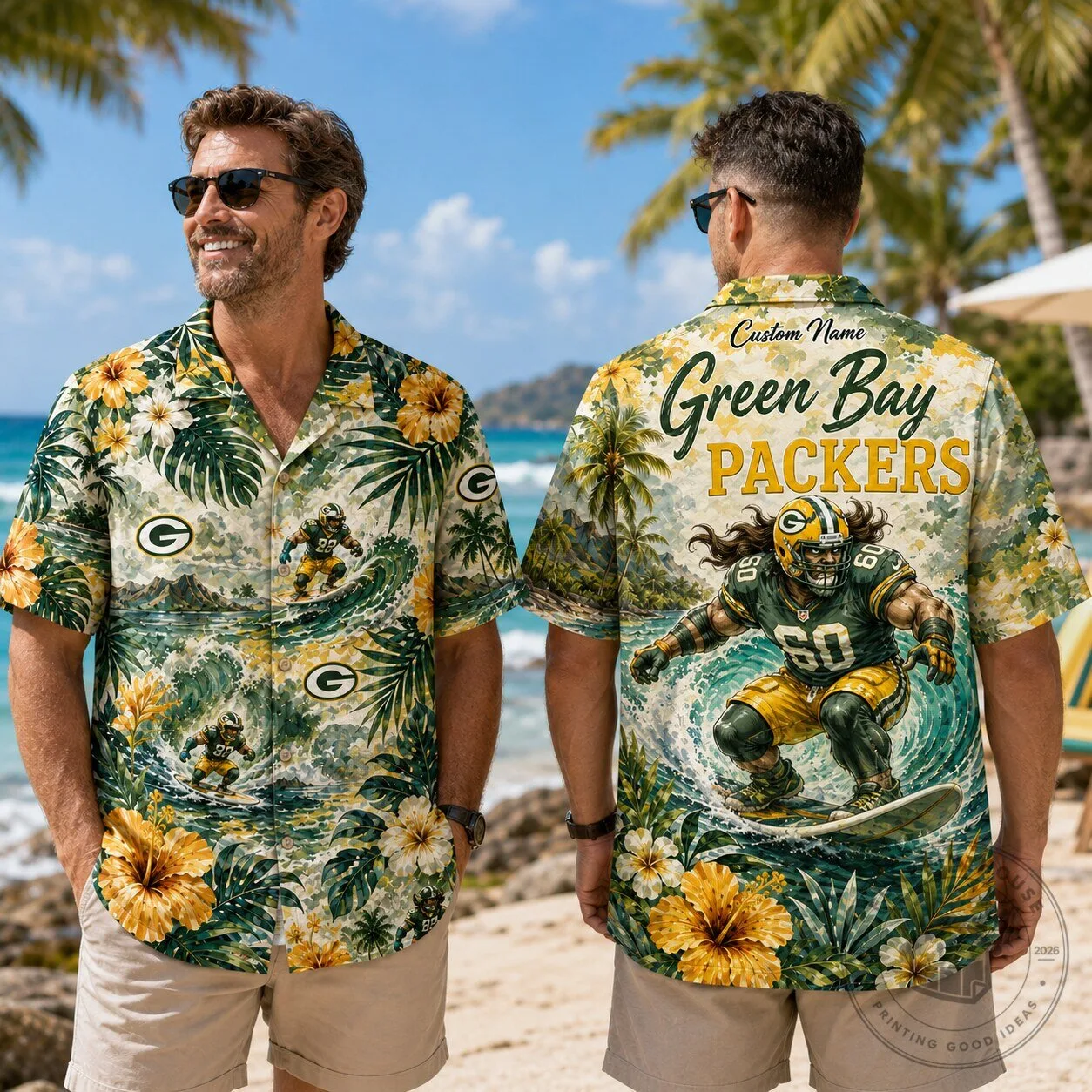 Green Bay Packers Personalized Tropical Hawaiian Shirt