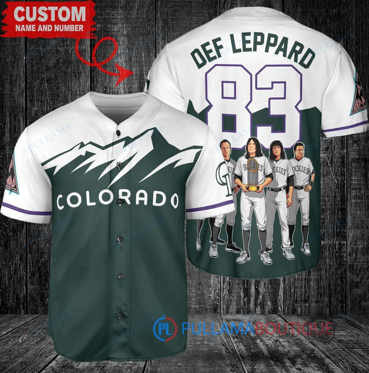 Colorado Rockies Baseball Def Leppard Band World Series Trophy Custom Baseball Jersey