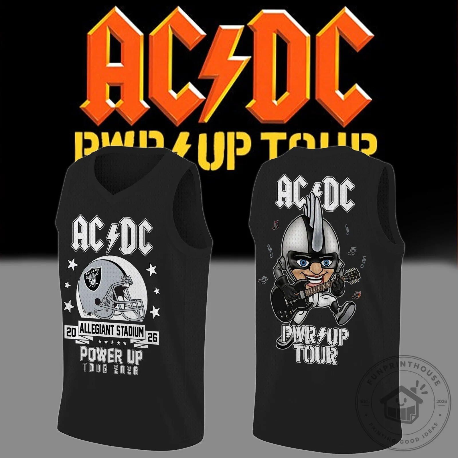 AC/DC Power Up Tour 2026 Las Vegas Raiders Allegiant Stadium Black Tank Top