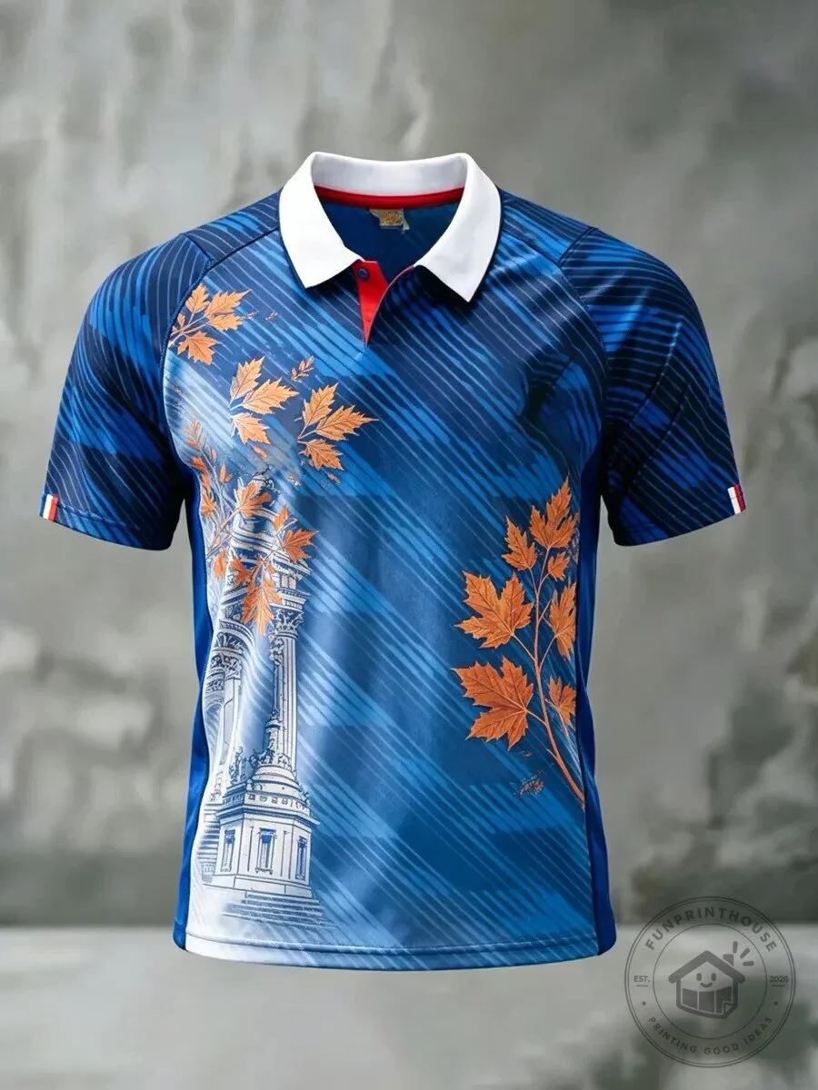 France Football Maple Leaf Graphic Polo Shirt for Men