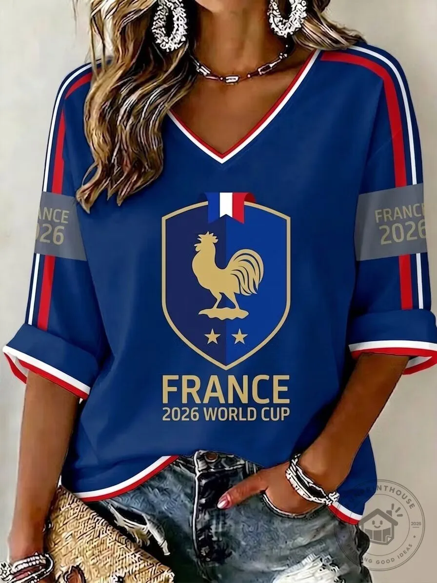 France Football 2026 World Cup Women's V-Neck T-Shirt