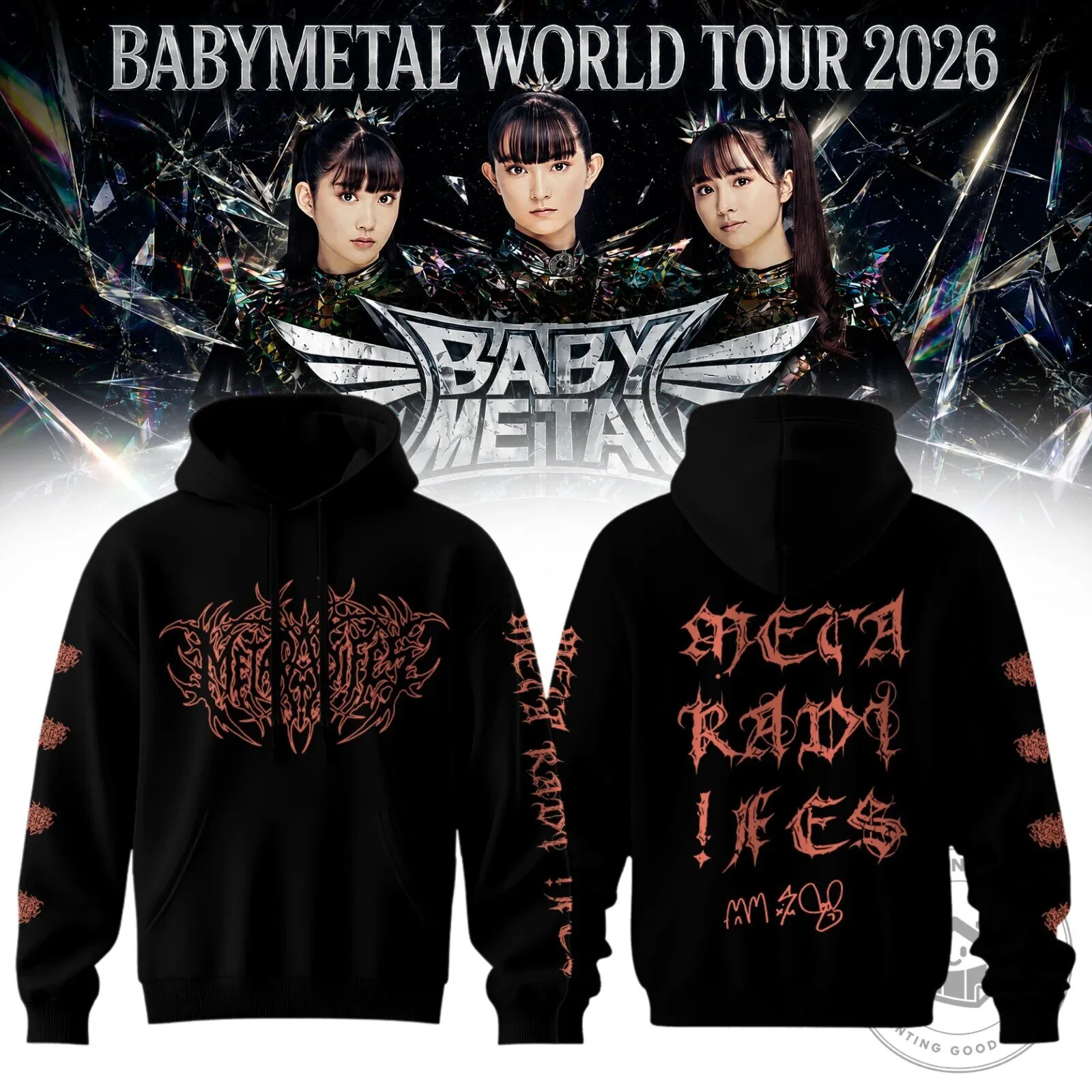 Babymetal World Tour 2026 Metal Galaxy Black Heavy Metal Band Hoodie