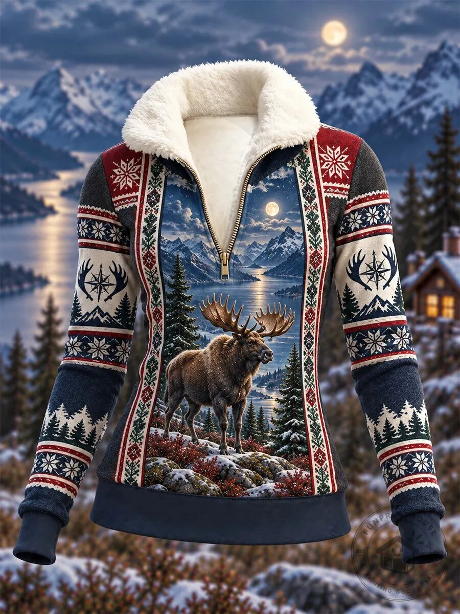 Women's Alaskan Moose Hunting Season Winter Fleece Hoodie