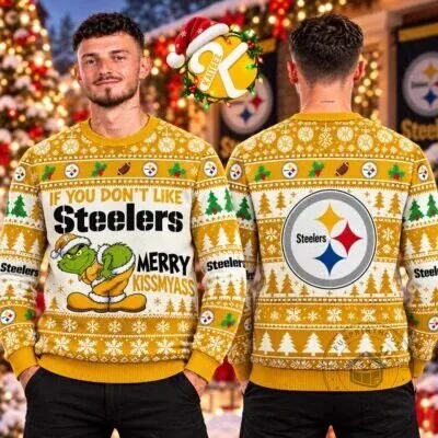 Pittsburgh Steelers Grinch Merry Kissmyass Ugly Christmas Sweater