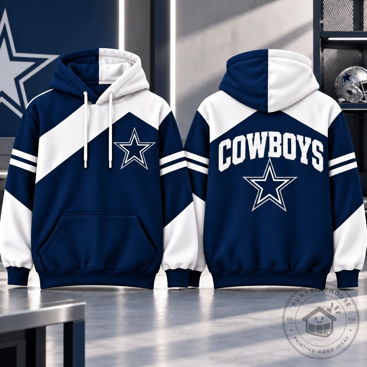 Dallas Cowboys NFL Team Star Logo Dynamic Color Block Pullover Hoodie