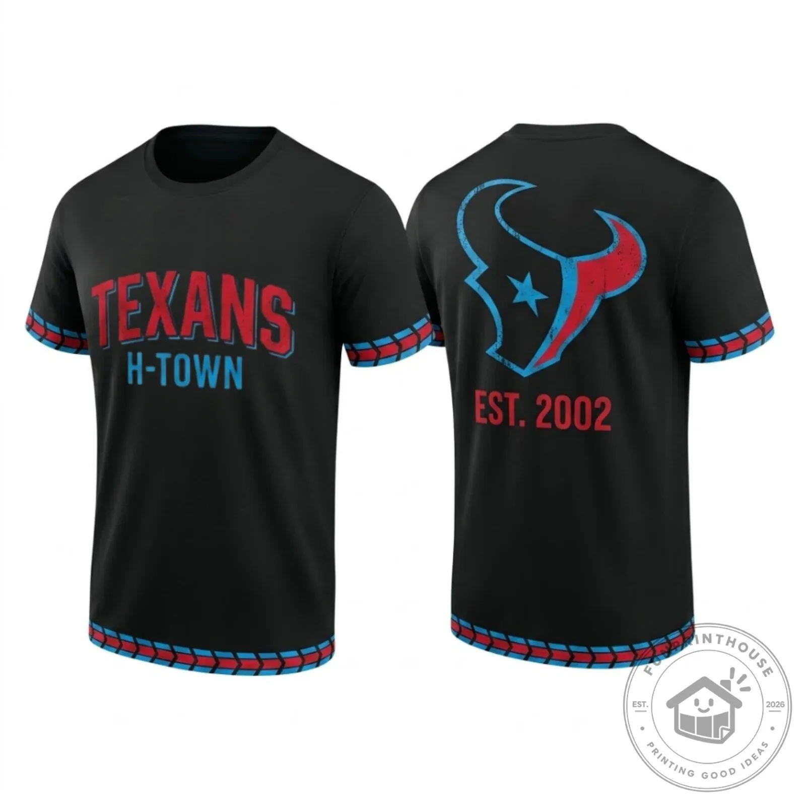 Houston Texans H-Town Established 2002 Football Fan Black T-Shirt