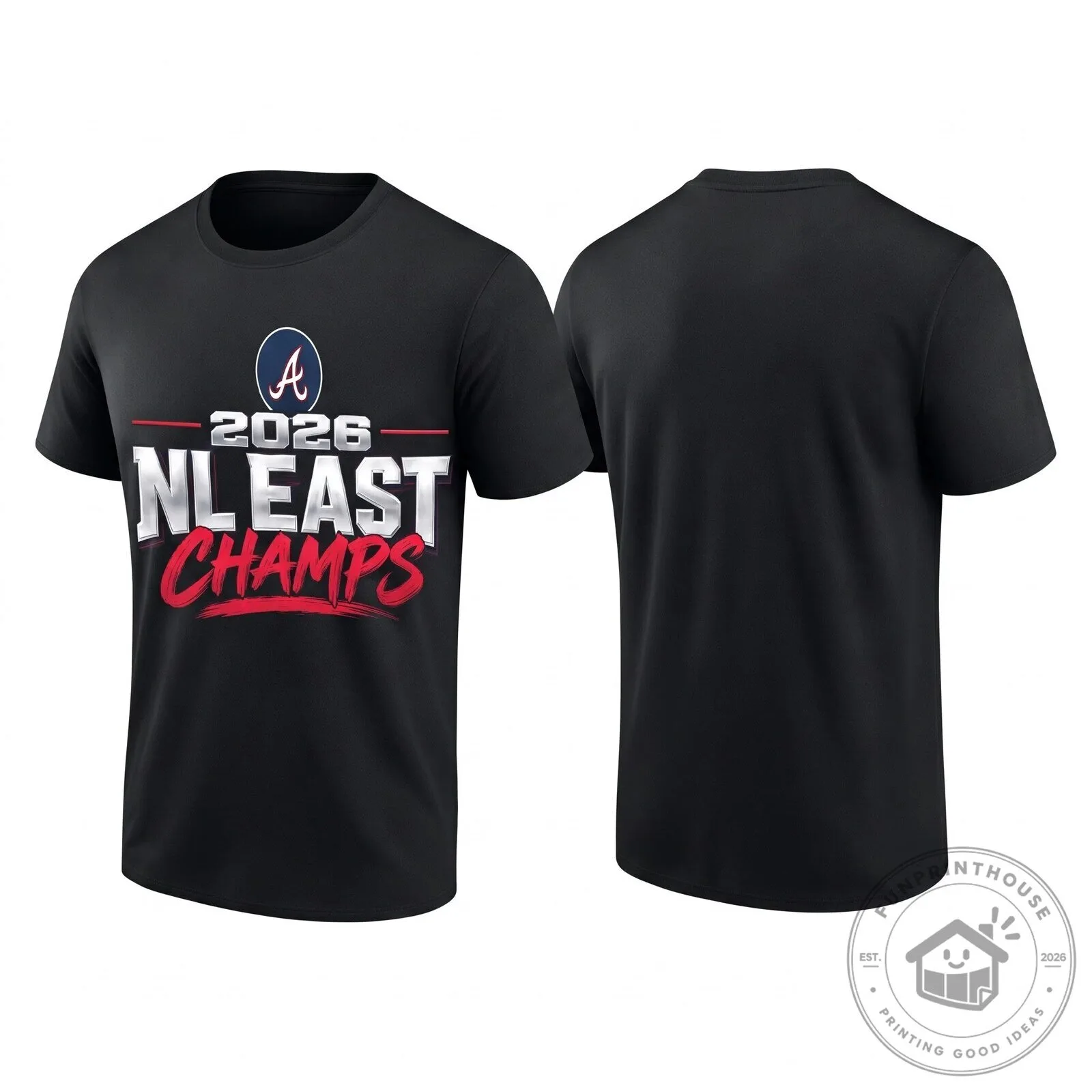 Black T-Shirt Celebrating Atlanta Braves 2026 NL East Championship Victory