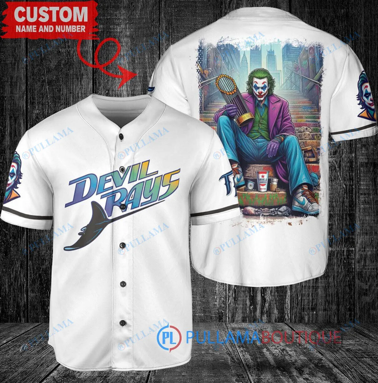 Devil Rays Baseball Joker Folie A Deux DC Comics World Series Trophy Baseball Jersey