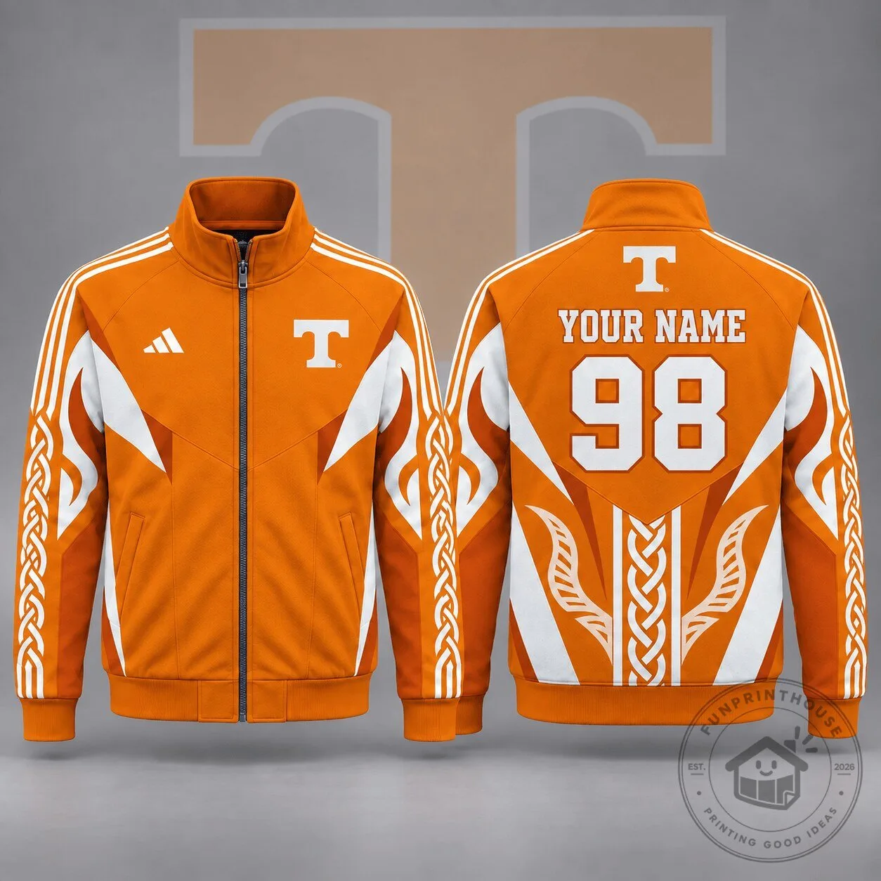 Tennessee Volunteers NCAA Personalized Heritage Stripe Full Zip Track Jacket