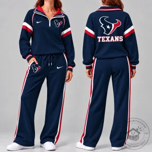 Houston Texans NFL Game Day Ready Varsity Quarter-Zip Pullover and Wide-Leg Pants Set