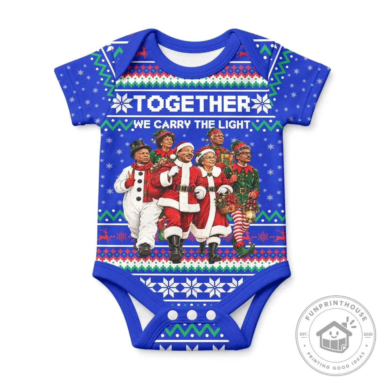 Civil Rights Leaders Christmas Together We Carry The Light Baby Romper