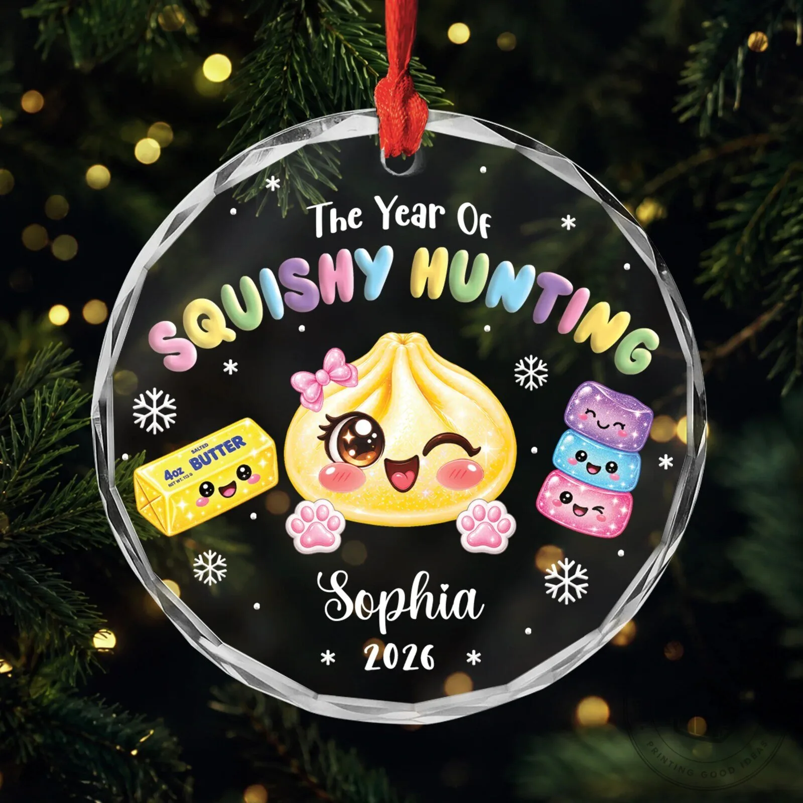 Customizable Squishy Ornament for Christmas Featuring a Hunting Tree Design
