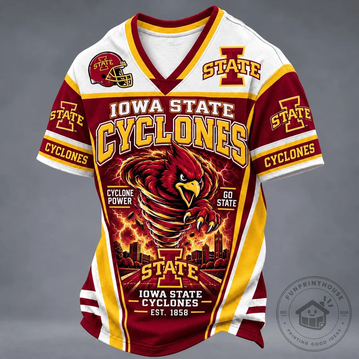 Iowa State Cyclones Cardinal Mascot Cyclone Power Football Jersey