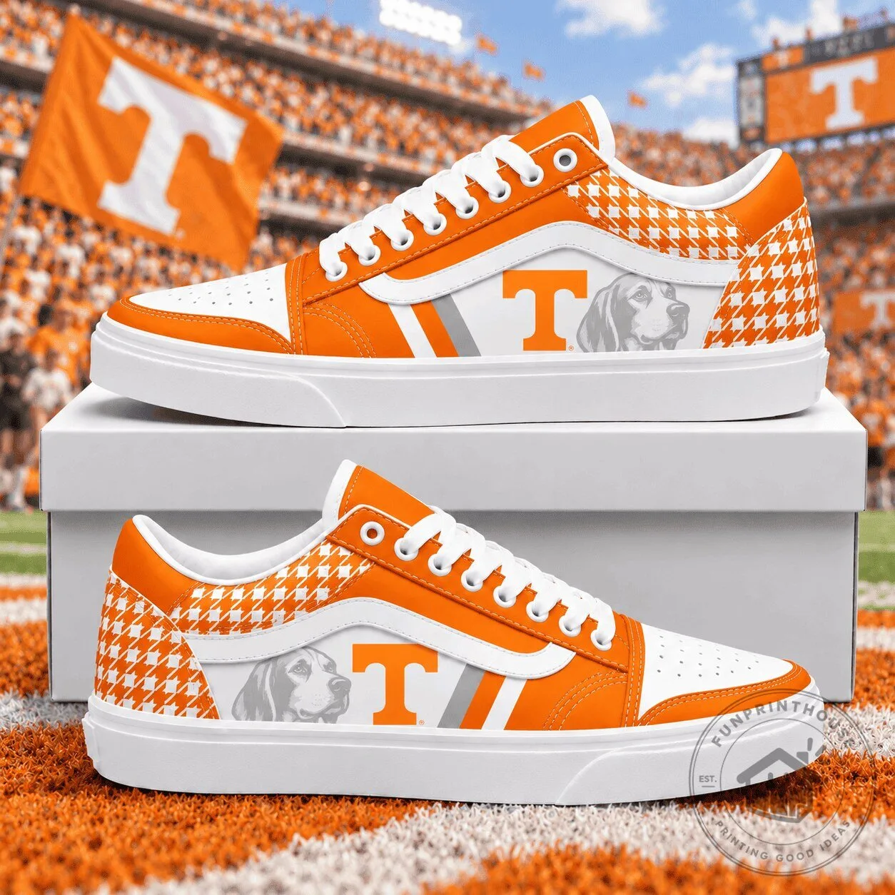 Tennessee Volunteers Classic Houndstooth Sideline Pattern Athletic Shoes