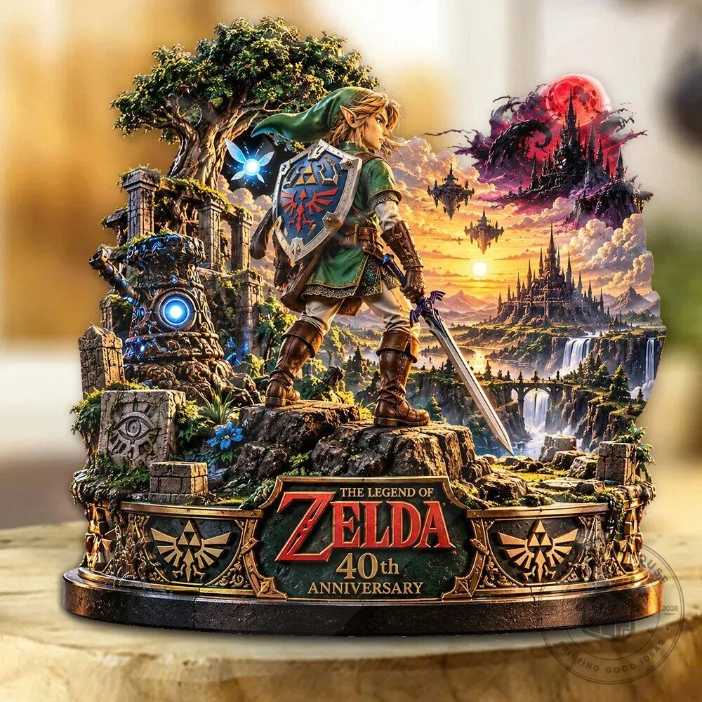 The Legend of Zelda 40th Anniversary Link and Hyrule Castle Acrylic Plaque