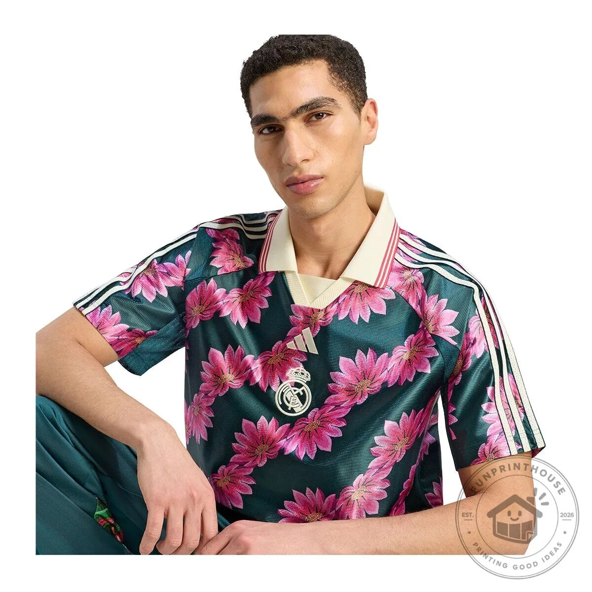 Real Madrid Floral Pattern Adidas Team Soccer Football Jersey 10 Real Madrid Floral Pattern Adidas Team Soccer Football Jersey