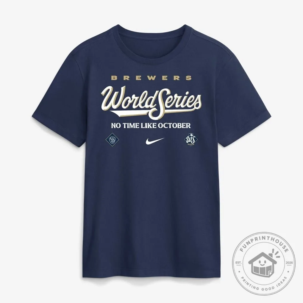 Milwaukee Brewers World Series No Time Like October Navy Blue T-Shirt