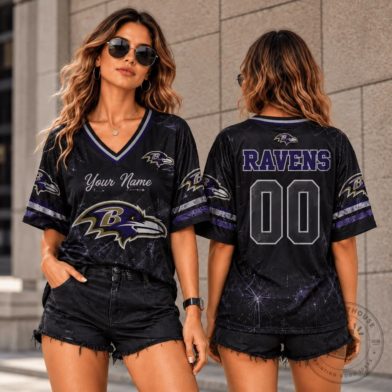 Baltimore Ravens Personalized Name and Number Black Silver Football Jersey