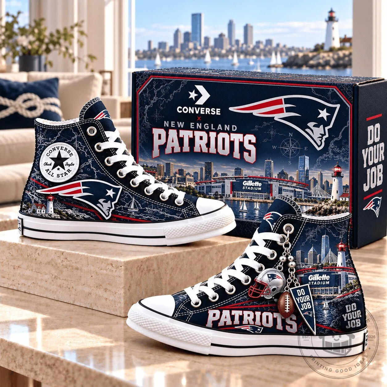 New England Patriots Converse High-Top Canvas Shoes