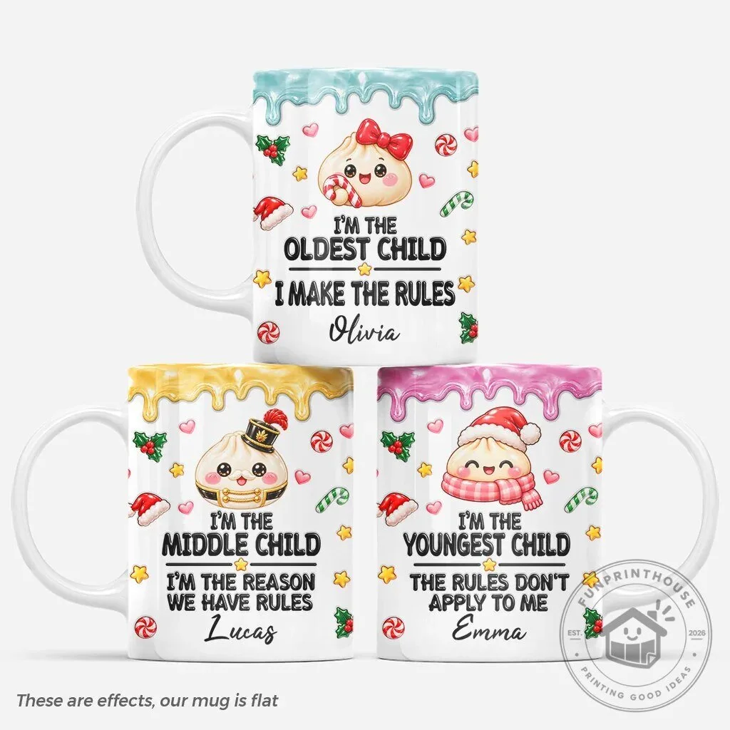 Personalized Christmas Dumpling Sibling Birth Order Coffee Mug