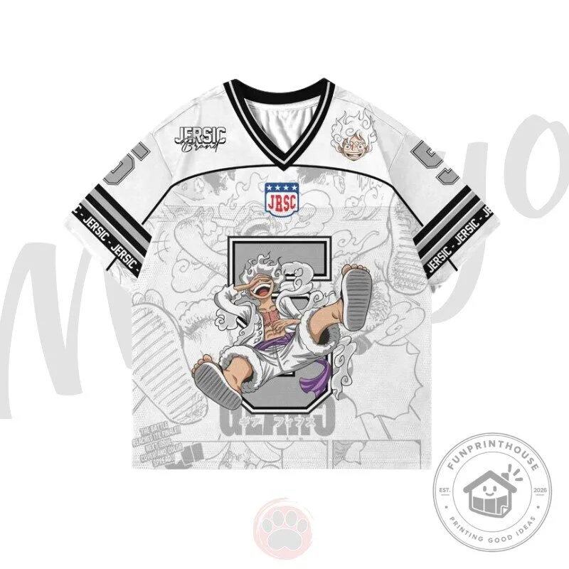 One Piece Monkey D. Luffy Gear Five Anime White Hockey Jersey