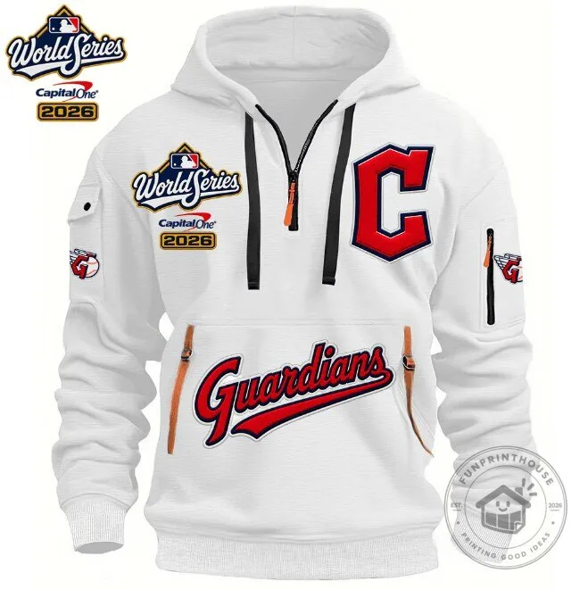 World Series 2026 Cleveland Guardians Baseball Half-Zip Hoodie for Men