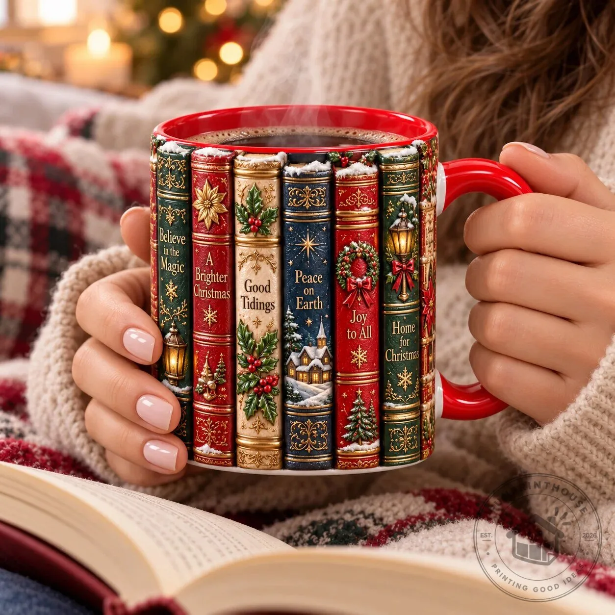 Christmas Storybook Holiday Mug with Festive Book Spine Design 8 Christmas Storybook Holiday Mug with Festive Book Spine Design