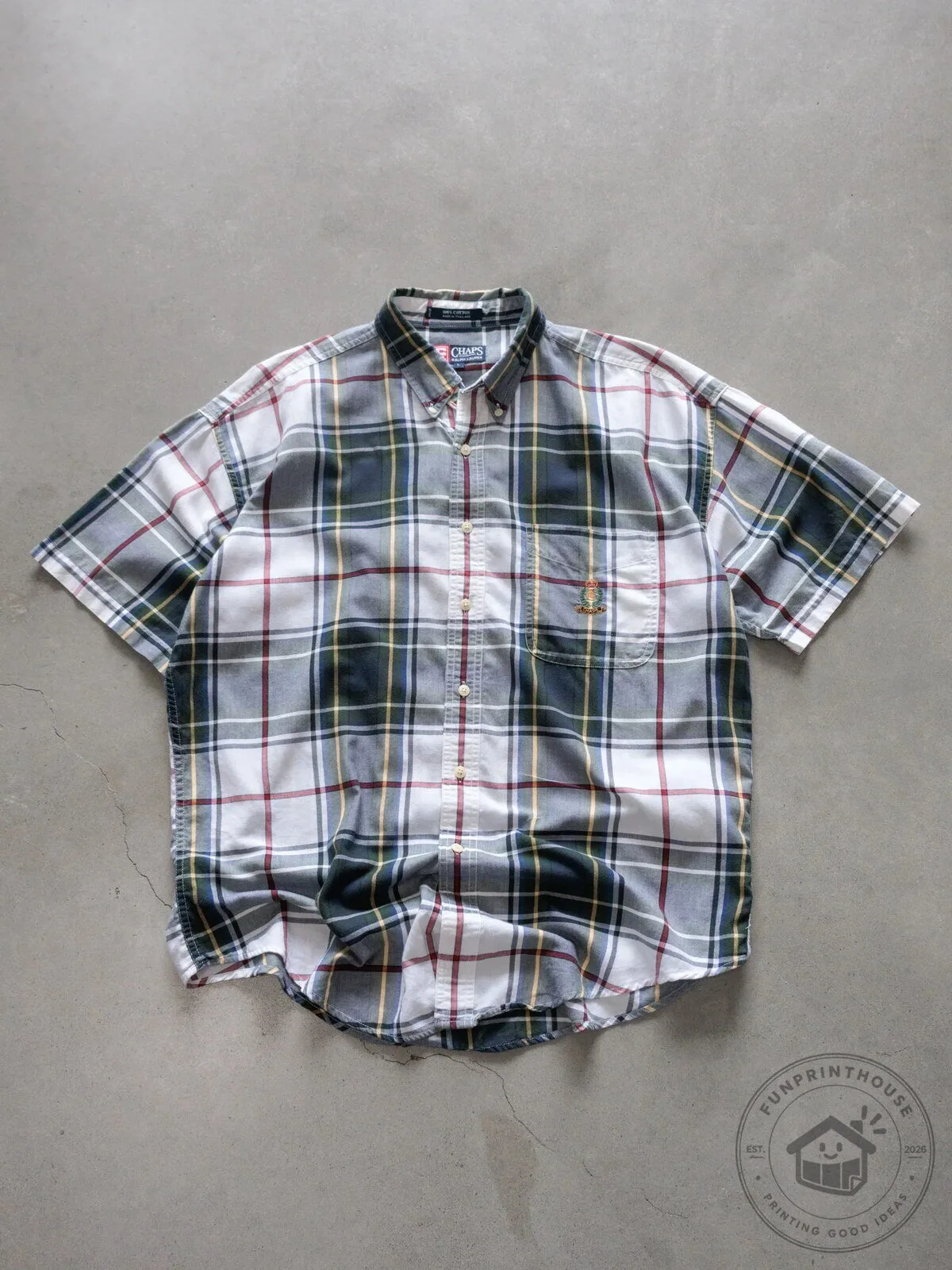 Chaps Ralph Lauren Plaid Button Down Short Sleeve Casual Shirt