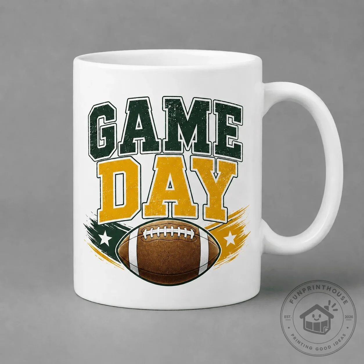 Ceramic Coffee Mug in White for Football Fans on Game Day