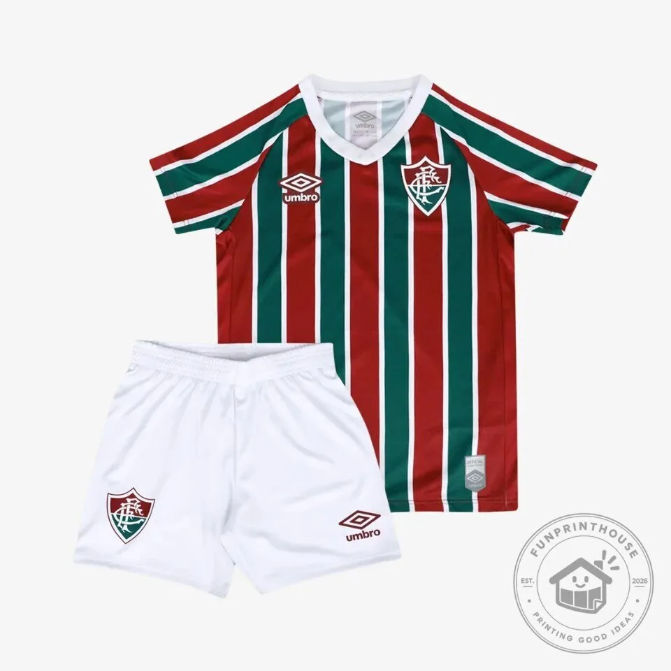 Fluminense Football Club Home Kit 2025-2026 Kids Soccer Jersey and Shorts Set