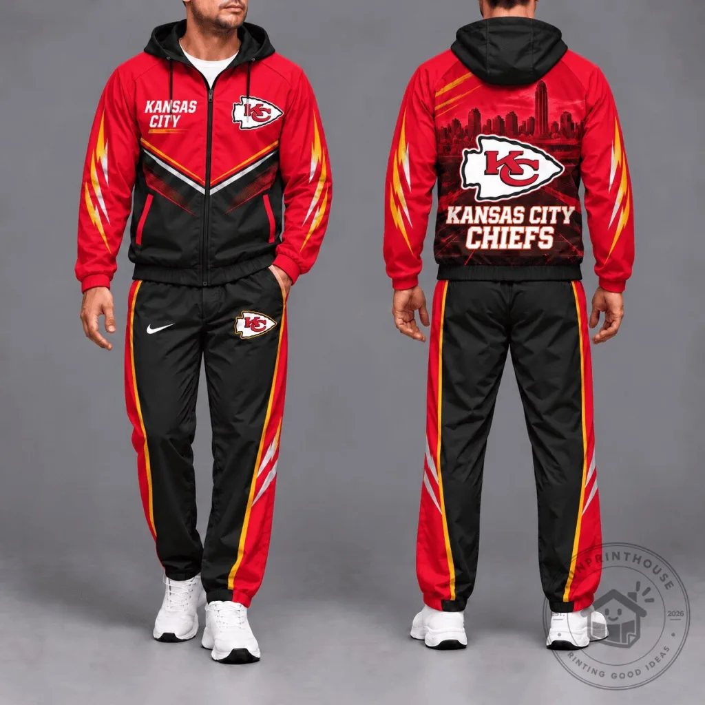 Kansas City Chiefs Football Team Red Black Hoodie Tracksuit Kansas City Chiefs Football Team Red Black Hoodie Tracksuit