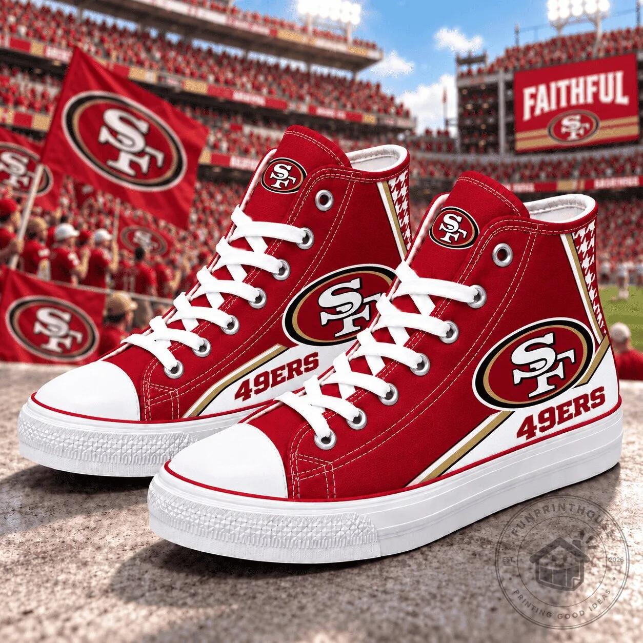 San Francisco 49ers NFL Team Logo High Top Canvas Shoes
