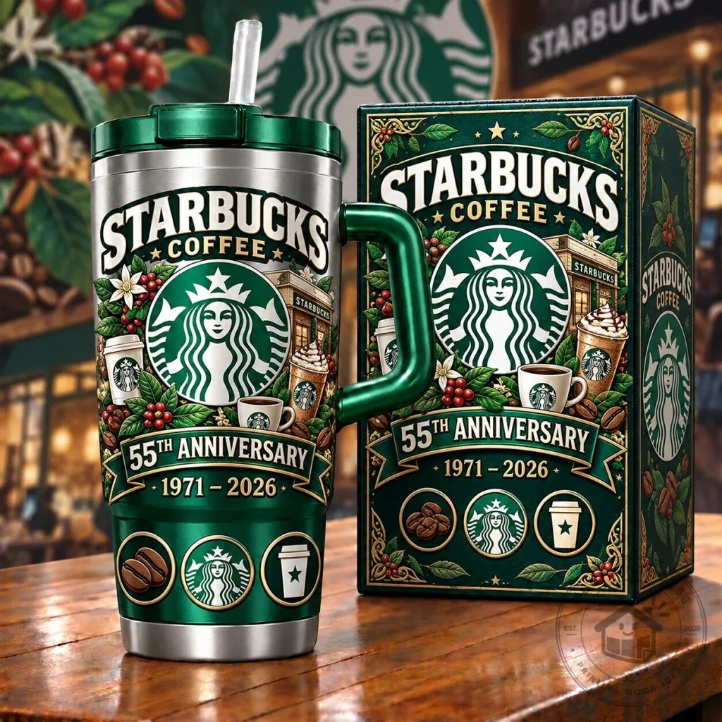 Starbucks Coffee 55th Anniversary Handled Tumbler with Straw Starbucks Coffee 55th Anniversary Handled Tumbler with Straw